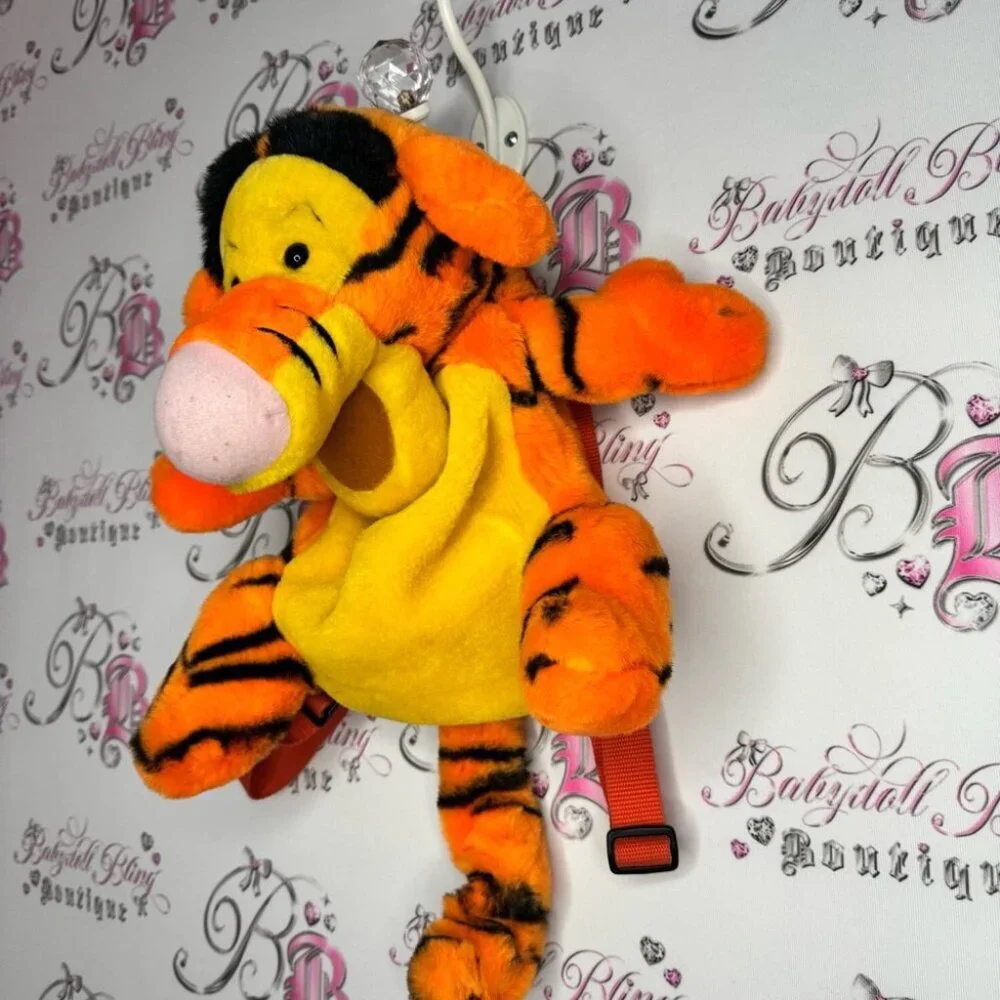 Disney tiger backpack Orange and Black Plush Toy backpack vintage zip up
